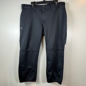 Under Armour Womens Black Softball Pants Orange Waistband Medium Fastpitch